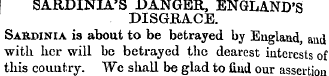 SARDINIA'S DANGER, ENGLAND'S DISGRACE. S...