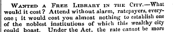 Wanted a Free Library in the Citv.—What ...