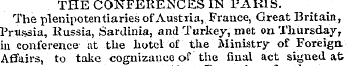 THE CONFERENCES IN PARIS. The plenipoten...