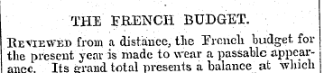 THE FRENCH BUDGET. Reviewed from a dista...