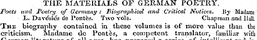 THE MATERIALS OF GERMAN" POETRY. Poets a...