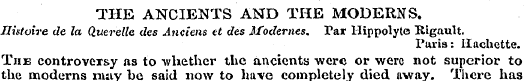 THE ANCIENTS AND THE MODERNS. Jlistuire ...