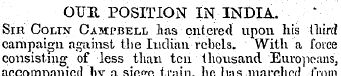 OUH POSITION IN INDIA. Sin Coltx Campbel...