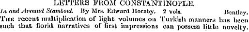 LETTERS FROM CONSTANTINOPLE. In and Arou...