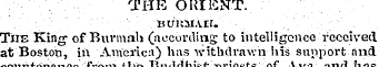 THE ORIENT. UunsxAir. TiiE King of Burmn...