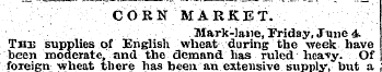 CORN MARKET. Mark-lane, Friday, June 4. ...