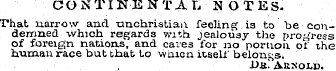 CONTINENTAL NOTESThat narrow and unchris...