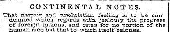 CONTINENTAL NOTES. That narrow and unchr...