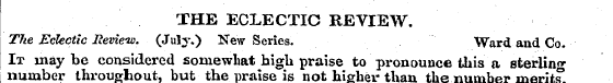 THE ECLECTIC REVIEW. The Eclectic Review...