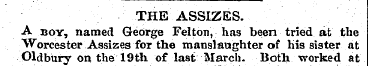 THE ASSIZES. A boy, named George Feltoii...