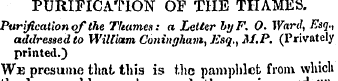 PURIFICATION OF THE THAMES. Purification...
