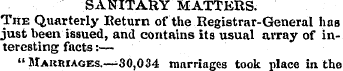 SANITARY MATTERS. The Quarterly Return o...