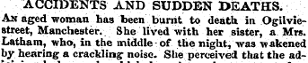 ACCIDENTS AND SUDDEN DEATHS. An aged wom...