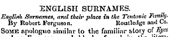ENGLISH SURNAMES. English Surnames , and...