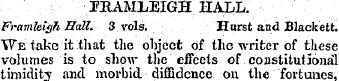 3?HAMLEIGH HALL. Framleyh Hall. 3 vols. ...