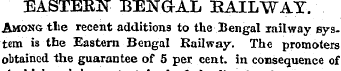 EASTERN BENGAL RAILWAY. Among tie recent...