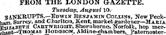 FKOM THE LONDON GAZETTE. Tuesday* August...