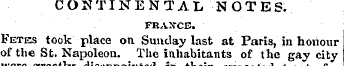 CONTINENTAL NOTES. FRANCE. Fetes took pl...