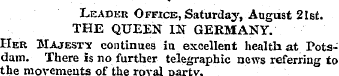 Leader Office, Saturday, August 21st. TH...