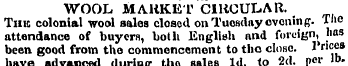 WOOL MARKET CIRCULAR. Thk colonial wool ...