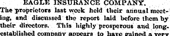 EAGLE INSURANCE COMPANY. The proprietors...