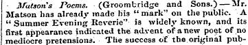 3Iutsoris Poems. (Groombridge and Sons.)...