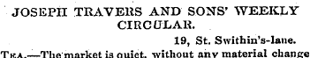 JOSEPH TRAVEHS AND SONS' WEEKLY CIRCULAR...