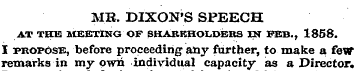 MB. DIXON'S SPEECH AT THE MEETING OF SHA...