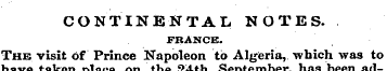 CONTINENTAL NOTES. FRANCE. The visit of ...