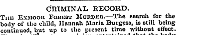 CRIMINAL RECORD. Tma Exmoou Forkst Murpe...