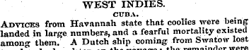 WEST INDIES. CtTOA. Advices from Havanna...