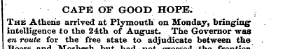 CAPE OF GOOD HOPE. The Athens arrived at...