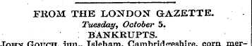 FROM THE LONDON GAZETTE. Tuesday, Octobe...
