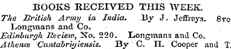 BOOKS RECEIVED THIS WEEK The British Arm...