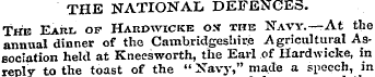 THE NATIONAL DEFENCES. The Earl of Hardw...