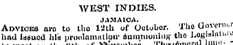 WEST INDIES. JAMAICA. Advioks aro to tho...