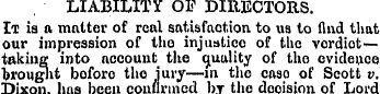 LIABILITY OF DIRECTORS. Ii is a matter o...