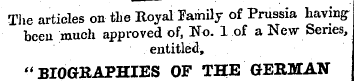The articles on the Royal Family of Prus...