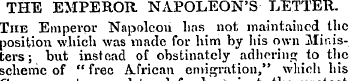 THE EMPEROR NAPOLEON'S LETTER. The Emper...