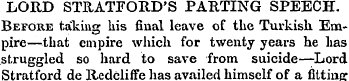 LORD STRATFORD'S PARTING SPEECH. Before ...