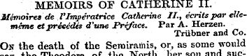 MEMOIRS OF CATHERINE II. Memoires de Vlm...