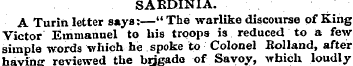 SARDINIA. A Turin letter says:—" The war...