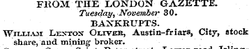 FHOM THE LONDON GAZETTE. Tuesday, Novein...