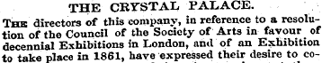 THE CRYSTAL PALACE. The directors of thi...