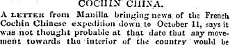 COCHIN CHINA. A lettek from Manilla brin...
