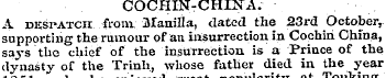 COCHIN-CHINA. A despatch, from Manilla, ...