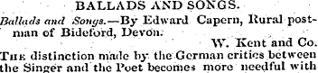 BALLADS AND SONGS. Ballads and Songs.—By...