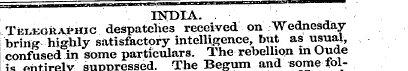 INDIA. TiELKGkAPHjc despatches received ...