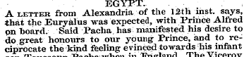 EGYPT. A letter from Alexandria of the 1...