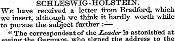 SCHLESWIG-HOLSTEIST. We have received a ...